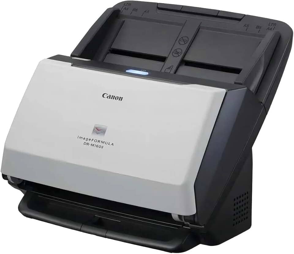 Scanner Canon DR-M160II, Mesa, Duplex, ADF Automático, USB, Alta Performance, Bivolt, Preto e Branco
