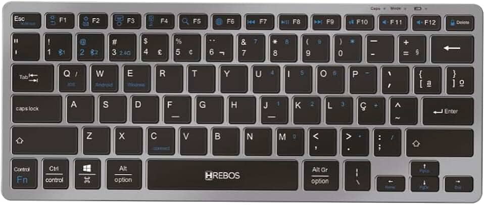 Teclado Hrebos Bluetooth Sem Fio - Alta Durabilidade, Design Moderno, Compatível com Windows e Mac.