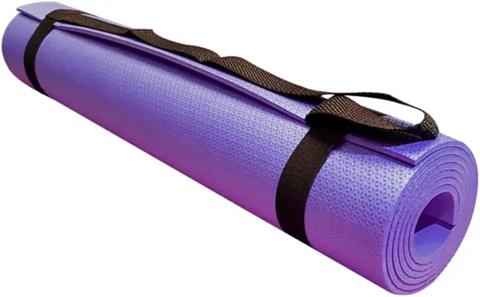 Tapete de Yoga em EVA com Alça de Transporte 170x60 cm Preto Ideal para Exercícios e Meditação