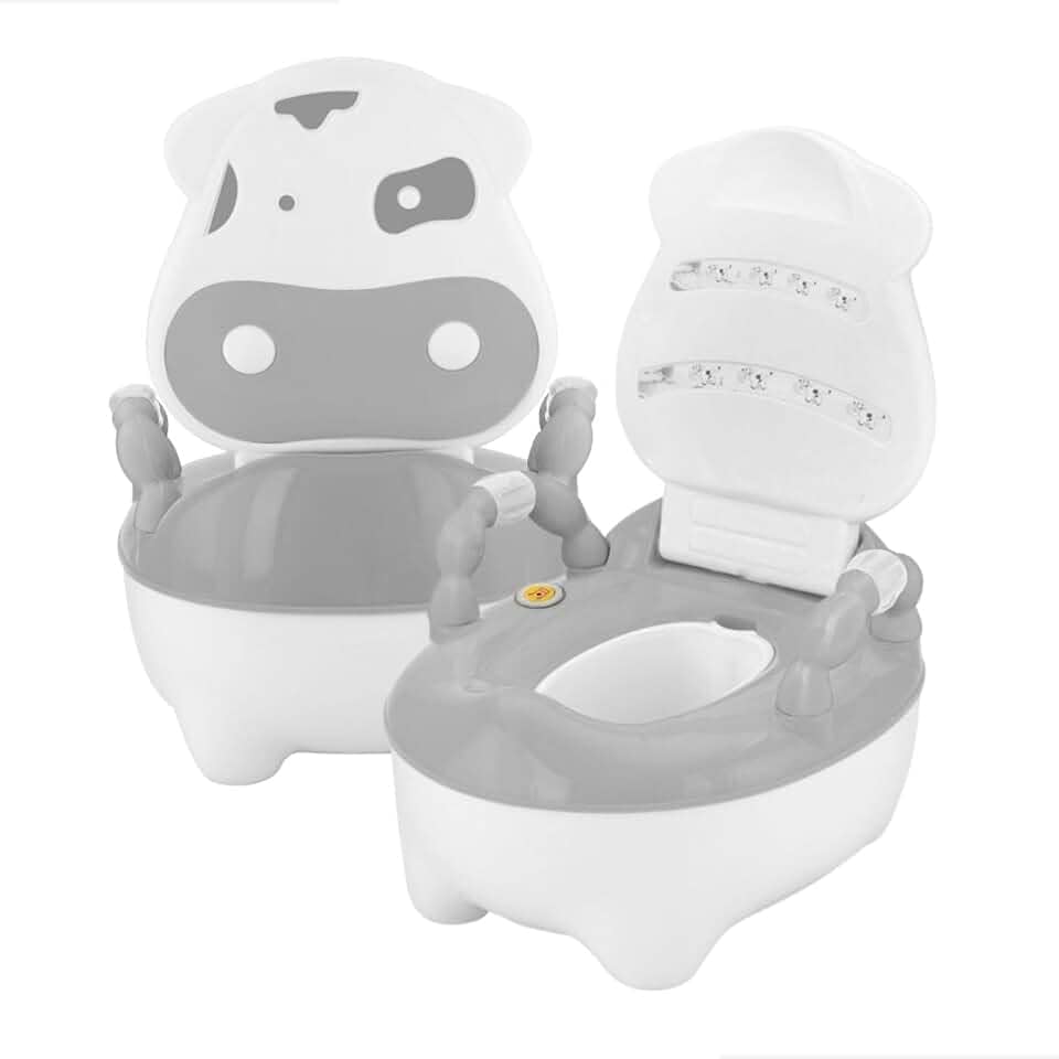 Troninho Infantil Prime Baby com Música Fazenda Penico Educativo com Depósito Removível Antiderrapante e Alças Giratórias para Desfralde (Branco)