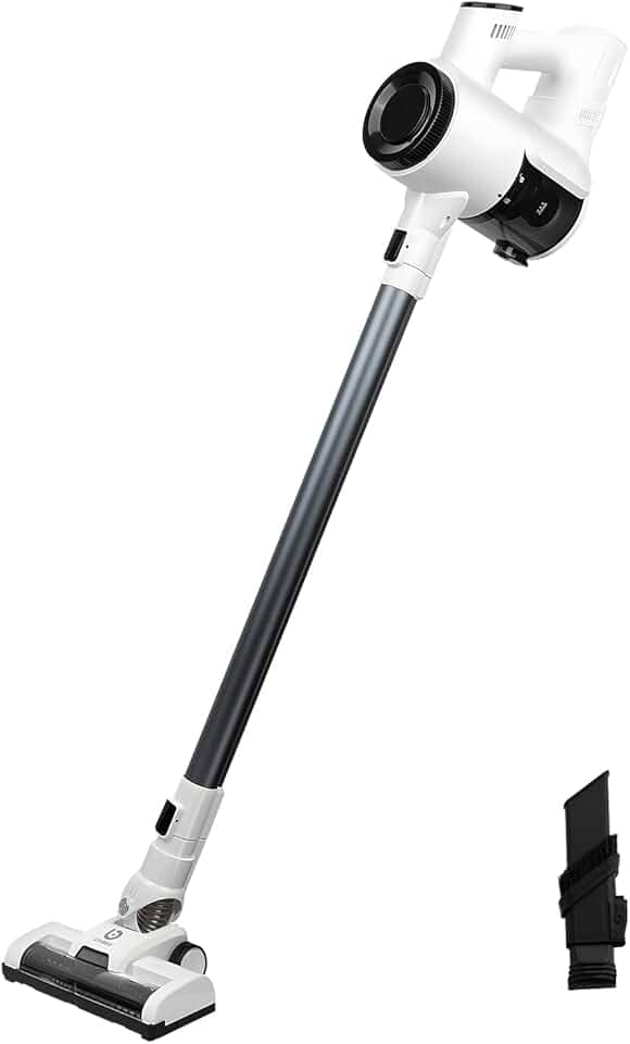 Aspirador de Pó Vertical Sem Fio 120W - 2 Velocidades (6Kpa/9.5Kpa), Bateria 2000mAh com Autonomia até 32min, Copo 0.75L, Escova LED para Pelos de Animais, Leve e Portátil