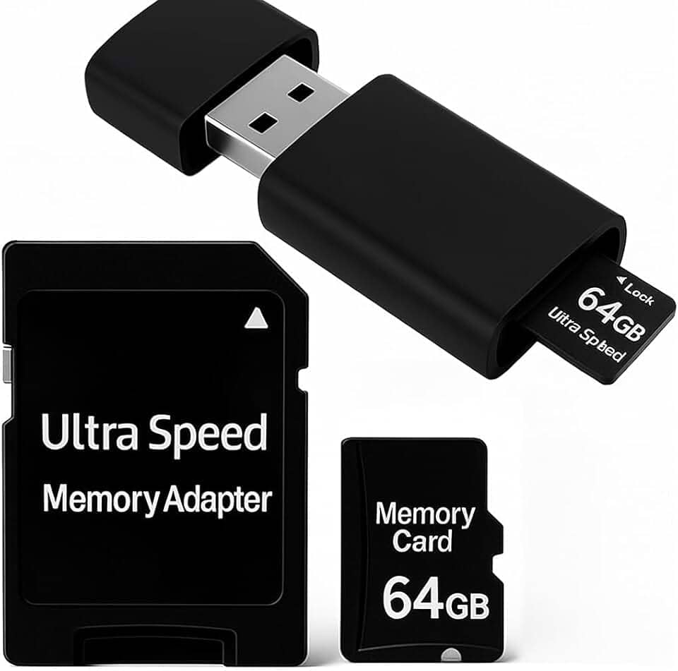 Cartão de Memória 64GB com Adaptador USB e SD, Alta Velocidade Classe 10, Kit Completo para Câmeras e Dispositivos Android (64, GB)