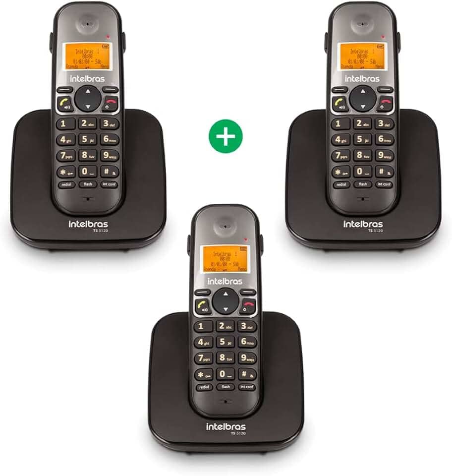 Telefone Sem Fio Digital com Dois Ramais Adicionais TS 5123 Preto Intelbras