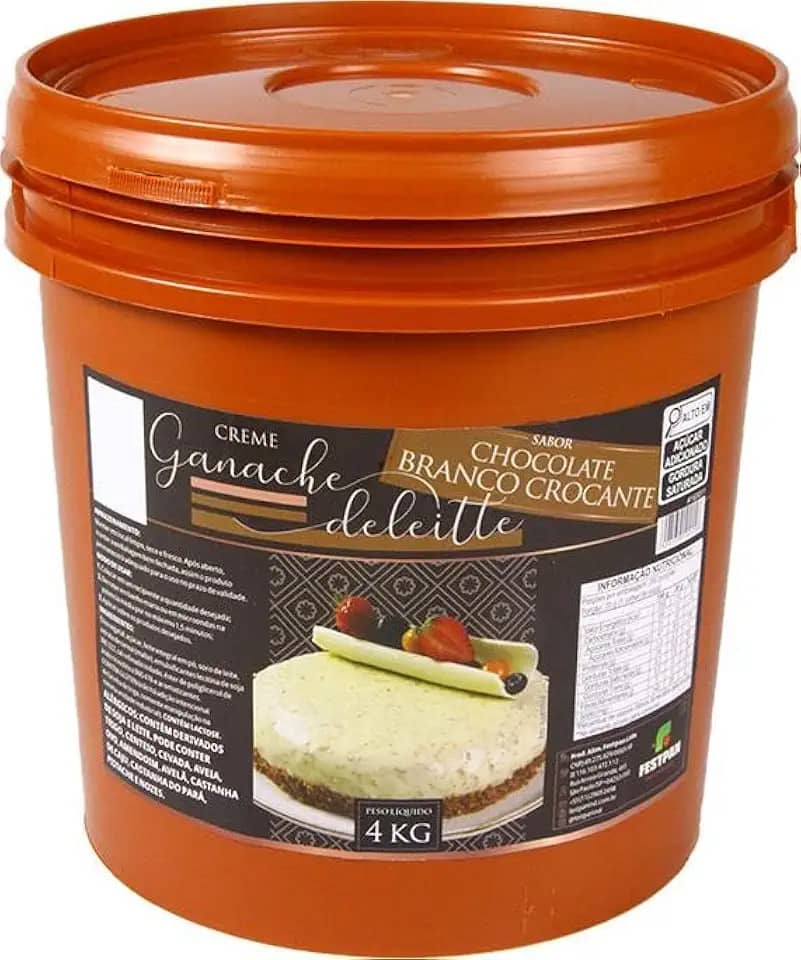 Cobertura Ganache Chocolate Branco Crocante 4Kg Dleite - Festpan