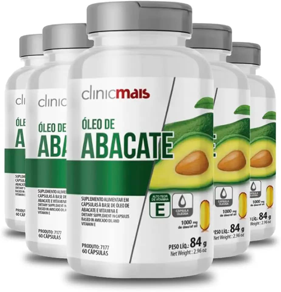 Kit 5 Óleo de Abacate Clinic Mais 60 Cápsulas 1000mg 84g