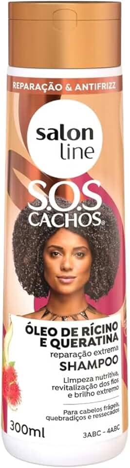 Salon Line, Shampoo, SOS Cachos, Óleo de Rícino e Queratina, Vegano - Para Cabelos Cacheados e Crespos, 300ml