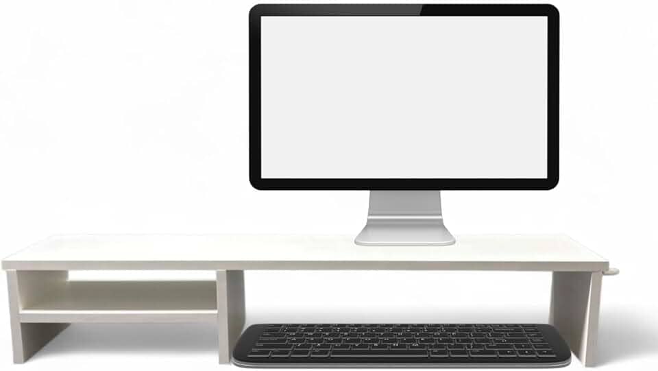Suporte Para Monitor Elevado Mesa Home Office Setup Gamer Organizador MDF 90cm (Branco)