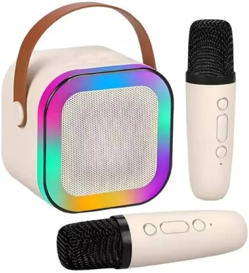 Karaoke com 2 Microfones Recarregáveis e Modos de Voz Divertidos para Crianças - Portátil e Ideal para Diversão Musical Infantil - Premium