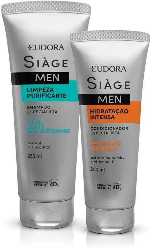 Eudora Kit Siàge Men: Shampoo Limpeza Purificante 250ml + Condicionador Hidratação Intensa 200ml
