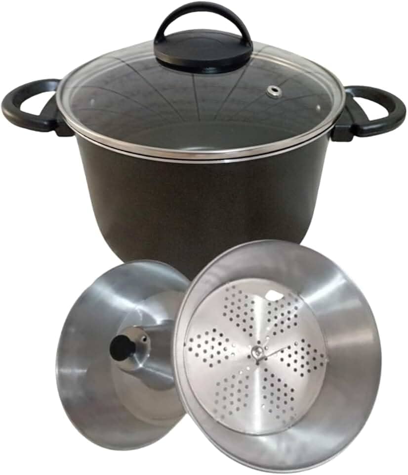 Panela 3 Em 1 Tampa de Vidro Forma Pudim Banho Maria Cozimento Vapor Cuscuz Antiaderente (Preto)