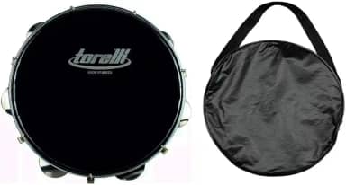 Pandeiro injetado black 10'' preto pele preta Torelli TP301 com Bag