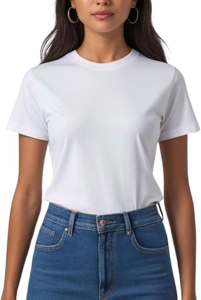 Camiseta Feminina Lisa 100% Algodão Fio 30.1 | Gola Reforçada Ribana | Essencial, Confortável | Sem Etiqueta | Embalagem premium