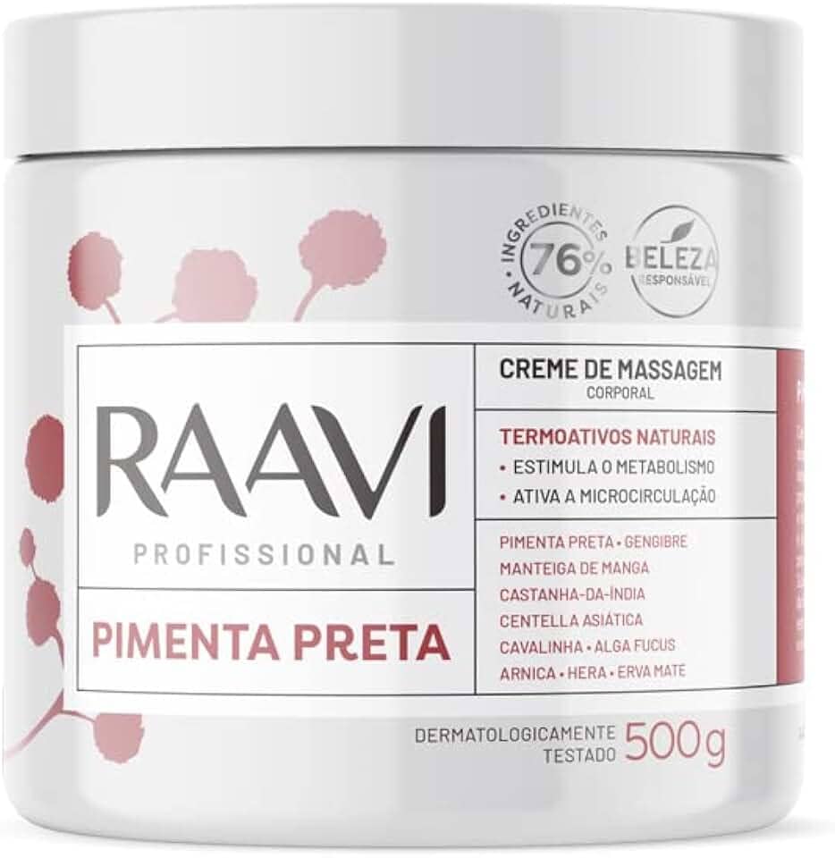 Raavi Creme De Massagem De Pimenta Preta Termoativo 500G