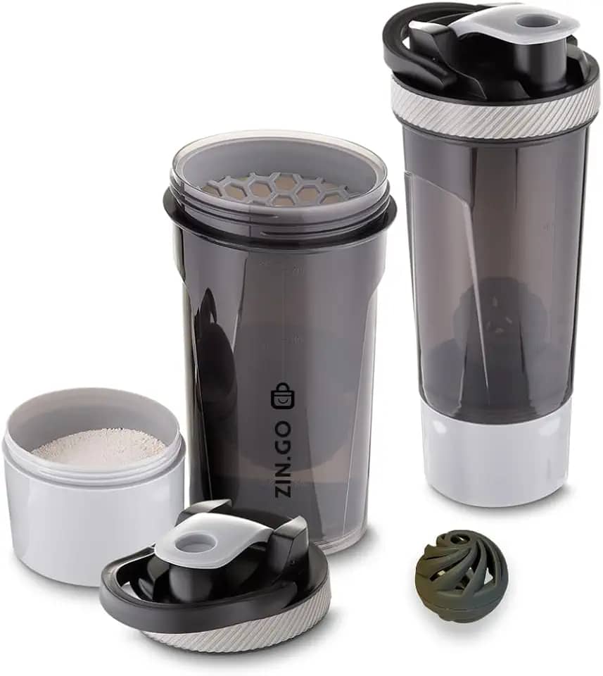 Coqueteleira Academia Shaker Premium 700ml Fitness Com Compartimento Divisória Whey SHOP ZIN.GO
