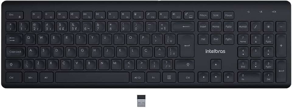 Teclado Sem Fio Intelbras com Clique Silencioso TSI50 Preto