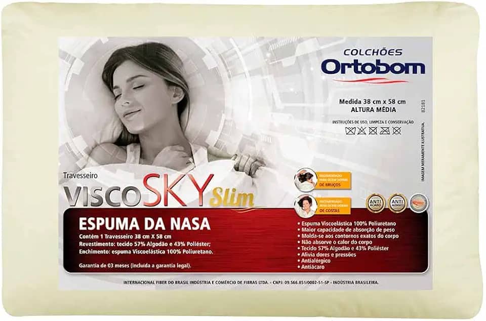 ORTOBOM TRAVESSEIRO VISCO SKY SLIM