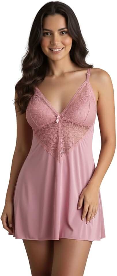 Camisola de microfibra com detalhe em renda embaixo do busto, sem bojo, sexy, linha noite, pijama