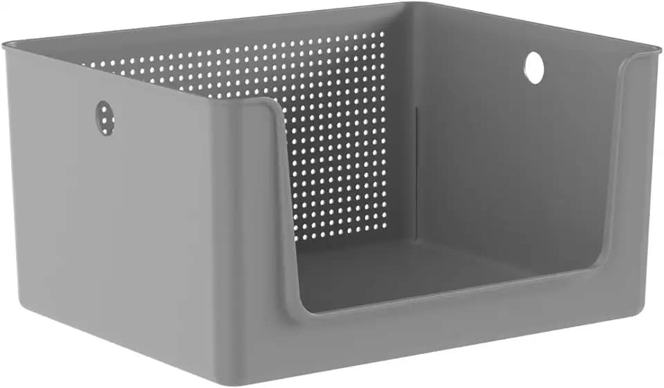 Ou Cesto Organizador Multiuso com abertura frontal 16L Chumbo Linha Flow