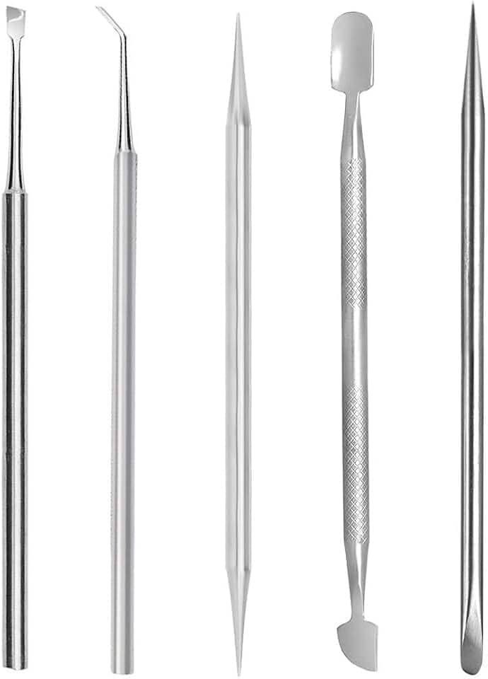 Kit Manicure Profissional 5 Itens Espátulas Palitos Aço Inox Pedicure Podologia Cutemax