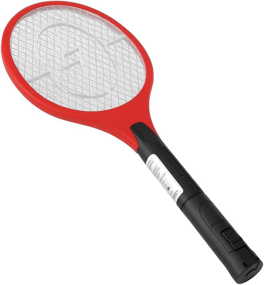 Raquete Elétrica Mata Mosquito, Recarregável, Bivolt, com LED, Botão de Segurança, Grade Protetora