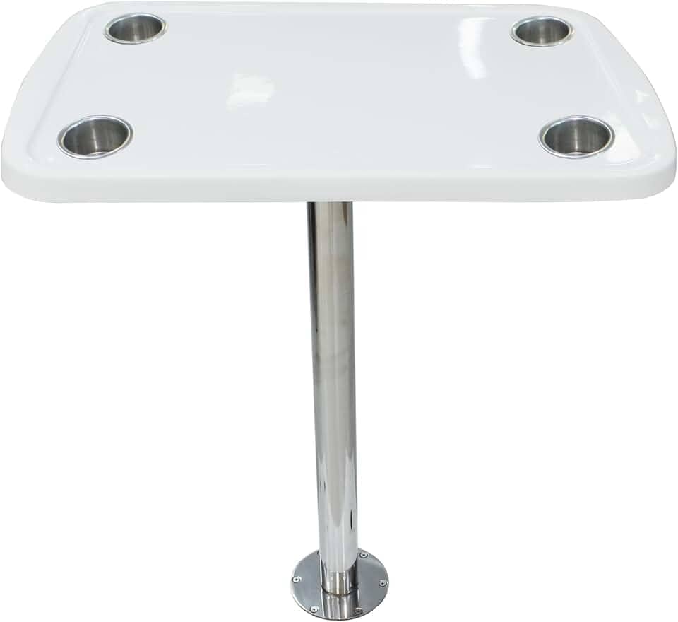 Mesa Náutica Fibra 45 X 65 Cm C/Haste Inox Lancha Barco