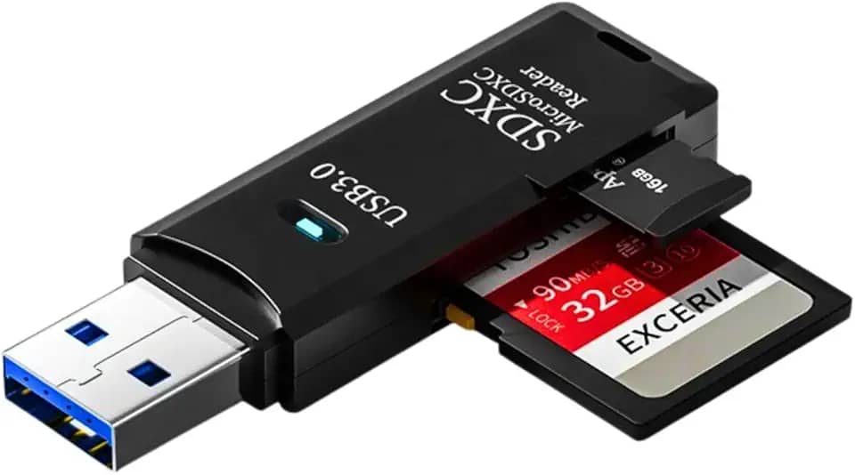 Leitor de Cartão SD e MicroSD USB 3.0 até 5Gbps – Adaptador para Fotos e Vídeos, Notebook, PC, MacBook, Câmeras, Cartões SDXC/TF, Backup Rápido