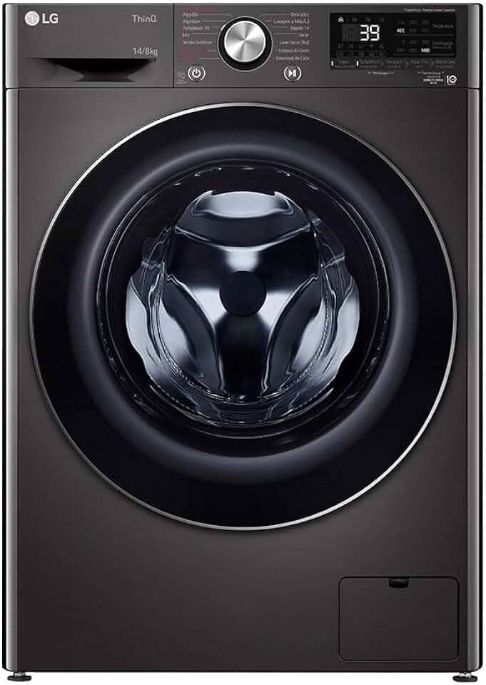 Lava e Seca Smart LG VC2 CV9014BC2 14Kg Aço Escovado Preto com Inteligência Artificial AIDD 127V