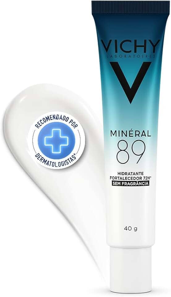 Vichy Minéral 89 Creme Hidratante Facial Fortalecedor e Reparador com Ácido Hialurônico, Vitamina B3 e Esqualano, Hidratação por 72h para todos os tipos de pele, 40ml