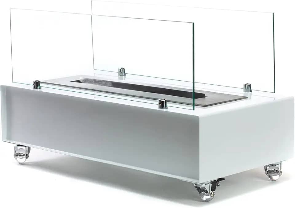 Lareiras Ecosul - Lareira Ecológica Portátil a álcool ou etanol Aço Branca 60cm