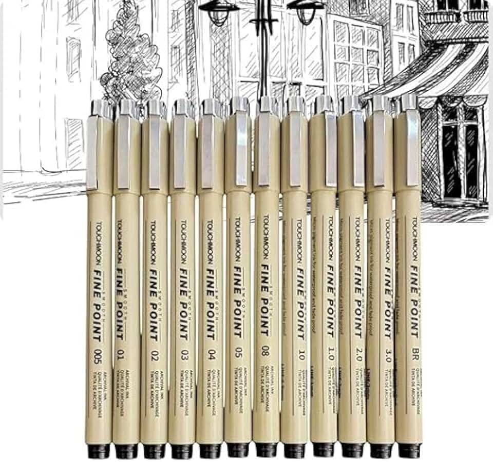 Conjunto 12 Canetas Nanquim Profissionais à Prova d’Água – Pontas 0.2 a 3.0mm | Kit Nankin para Mangá, Desenho Técnico, Lettering, Brush Pen e Caligrafia – Traço Preciso Secagem Rápida