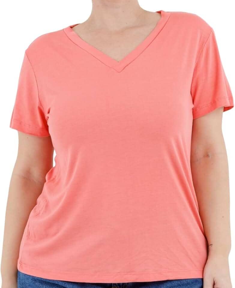 Blusa Básica Feminina Plus Size Viscolycra Decote V - Toque Macio, Modelagem Confortável e Secagem Rápida