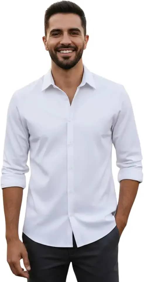 Camisa Social Masculina Manga Longa Gola Italiana confortavel e Elegante para Reunião e Ocasiões Especiais