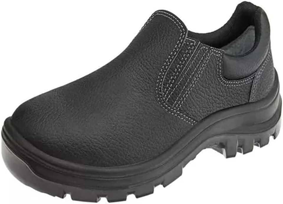 Sapato botina Segurança Ocupacional EPI Vulcaflex Marluvas 10vt48 cabedal em couro Bico PVC e solado Bidensidade