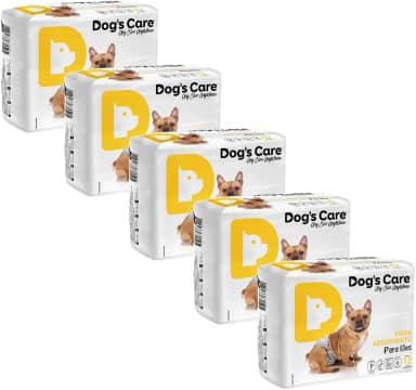 Kit com 60 Fraldas Descartáveis Dog's Care - Cães Macho - Tamanho P