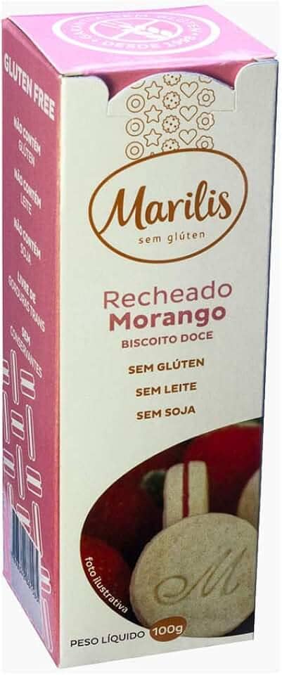 Biscoito Sem Glúten Recheado de Morango Marilis 100g