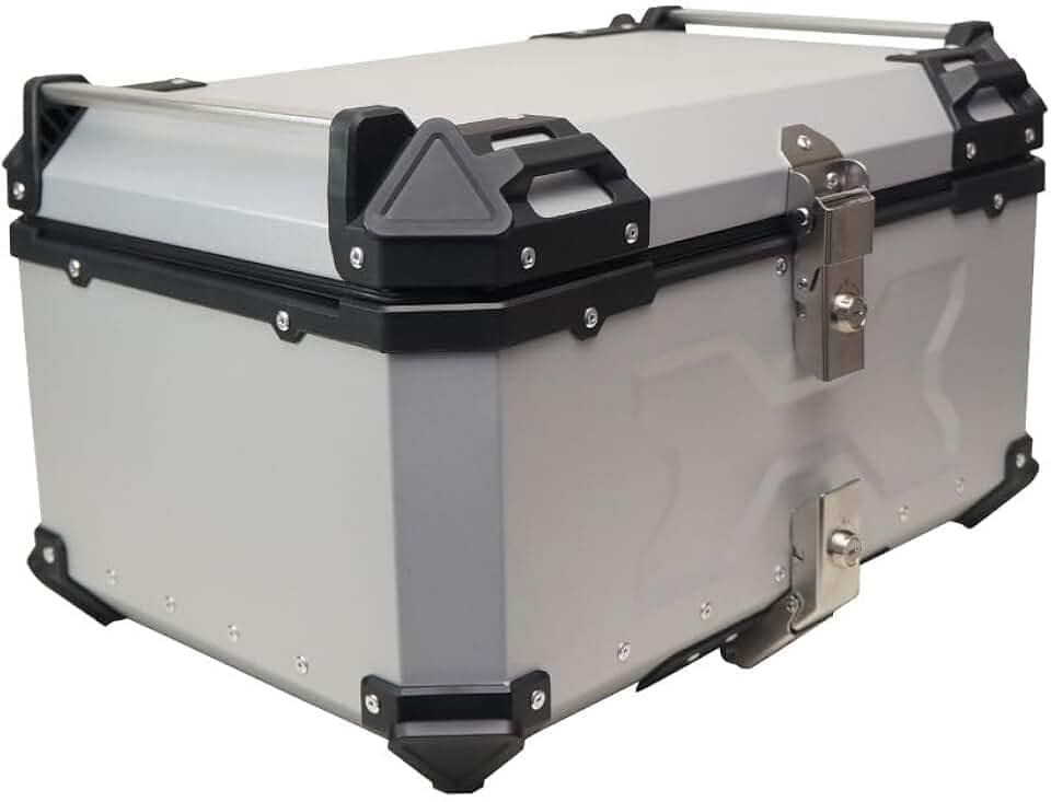 Bau De Moto Traseiro 55 Litros Universal Aluminio Anti-roubo Prata