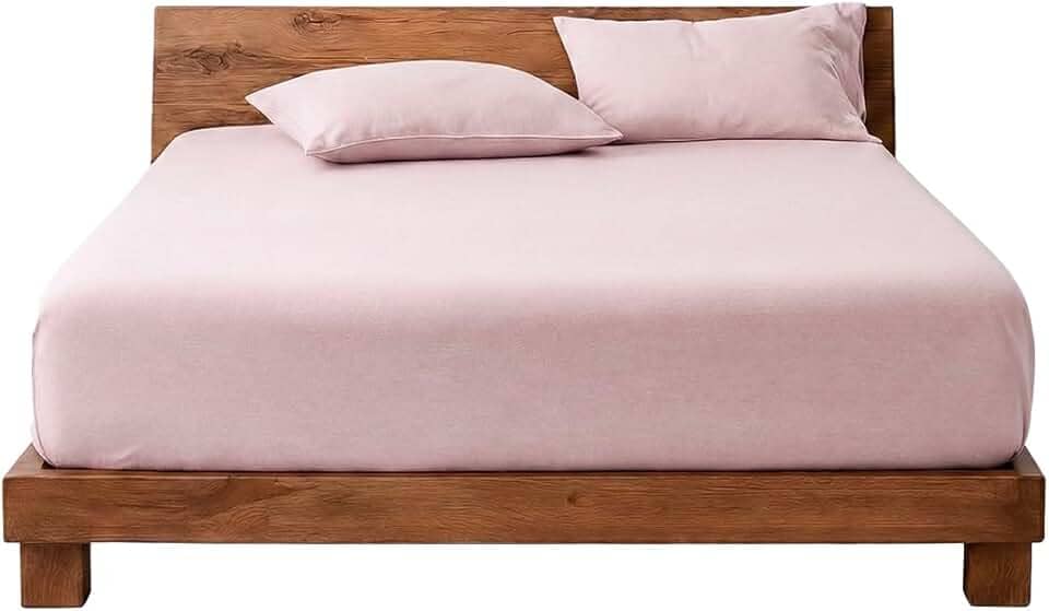 Decolab Jogo de Lençol 100% Algodão Premium Extra Macio - Roupa De Cama Antiácaro, Inclui Lençol Com Elástico (Forro) E Fronhas (Rosa, Queen Simples)