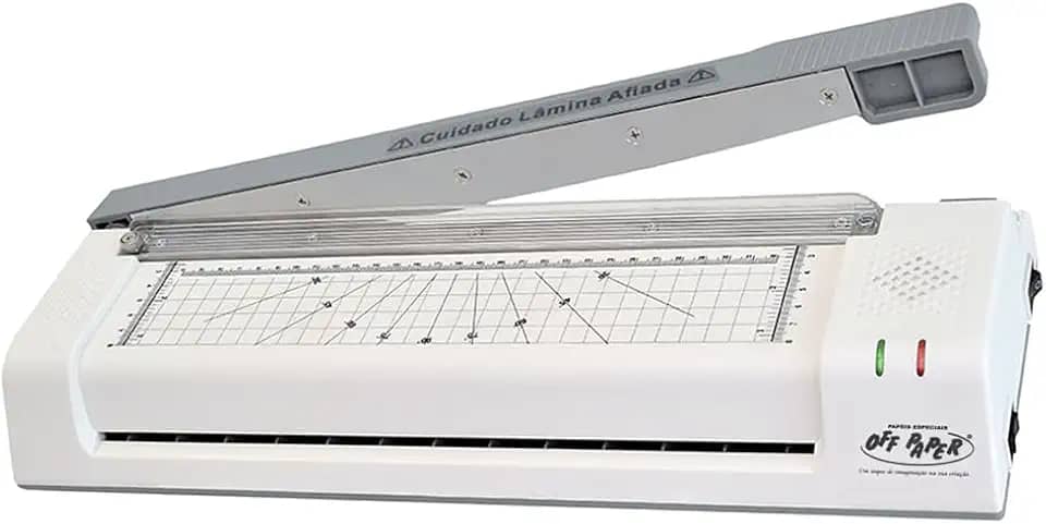 Plastificadora e Guilhotina 3 em 1 A3 127V OFF-LG03 – Laminação Quente e Fria, Cortador, Redondo e Reto – Ideal para Escritório, Escolar e Documentos – 10575