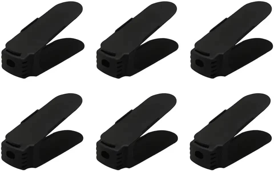Kit 6 Organizadores de sapato saltos e tênis com regulagem de altura (Preto)