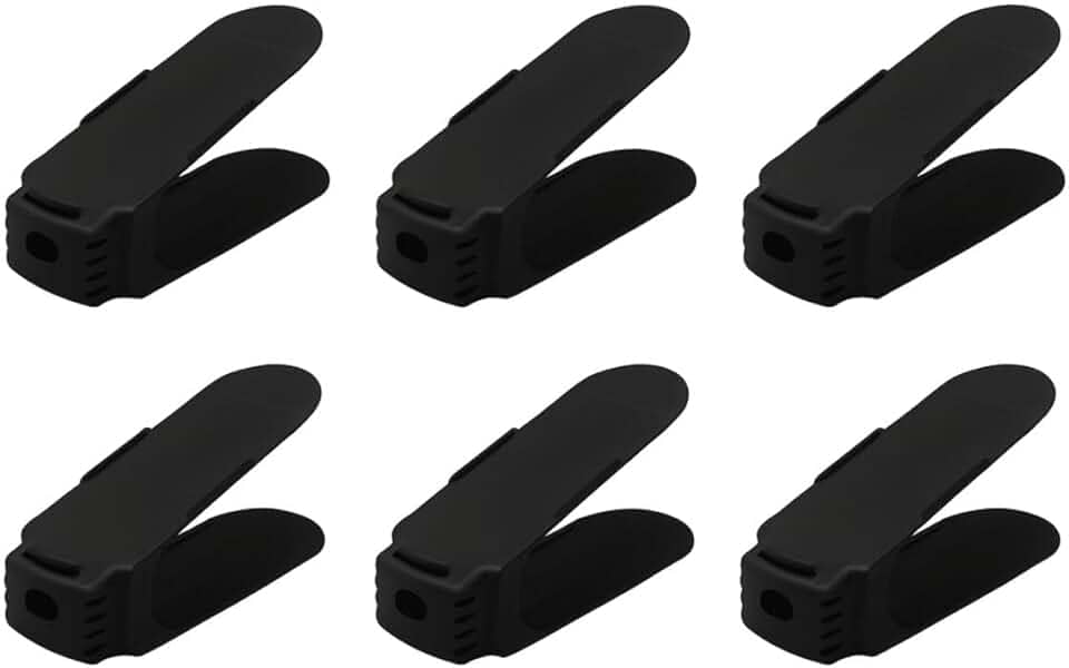 Kit 6 Organizadores de sapato saltos e tênis com regulagem de altura (Preto)