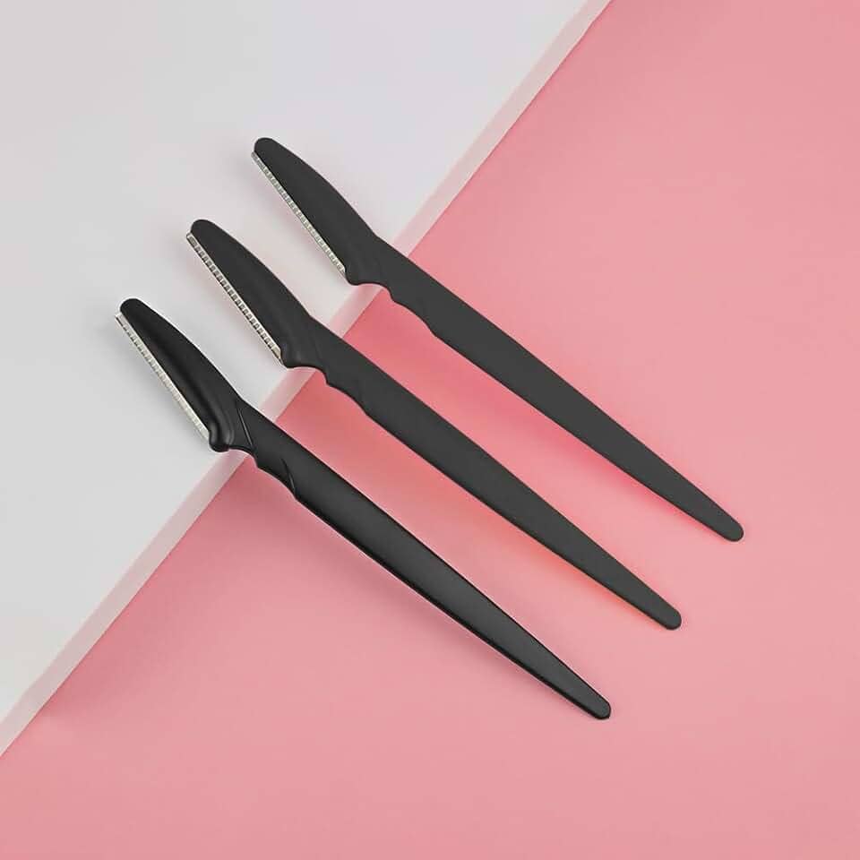 3 lâminas de aparador de sobrancelhas, lâmina Dermaplane para rosto feminino, depilação de sobrancelhas e depilação para mulheres e homens (preto)