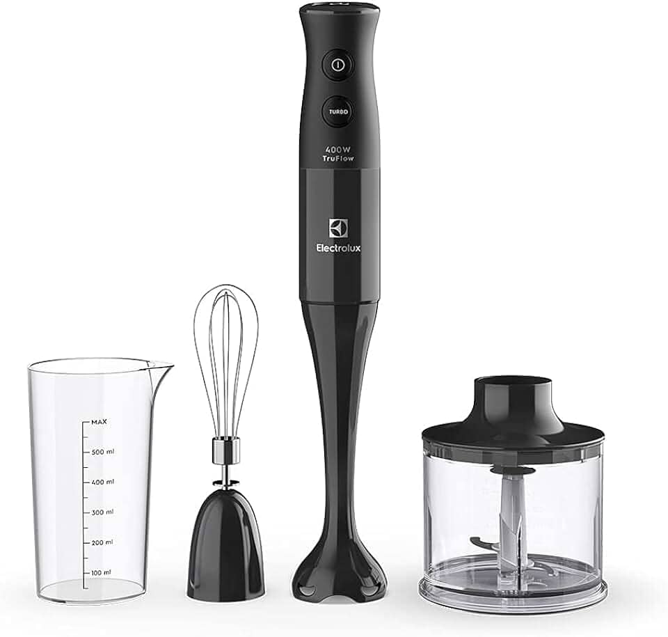 Mixer Misturador Multiuso Electrolux 3 em 1 400W 2 velocidades 3 acessórios mini processador capacidade resistente temperatura 600ml livre BPA EIB10 preto 127v