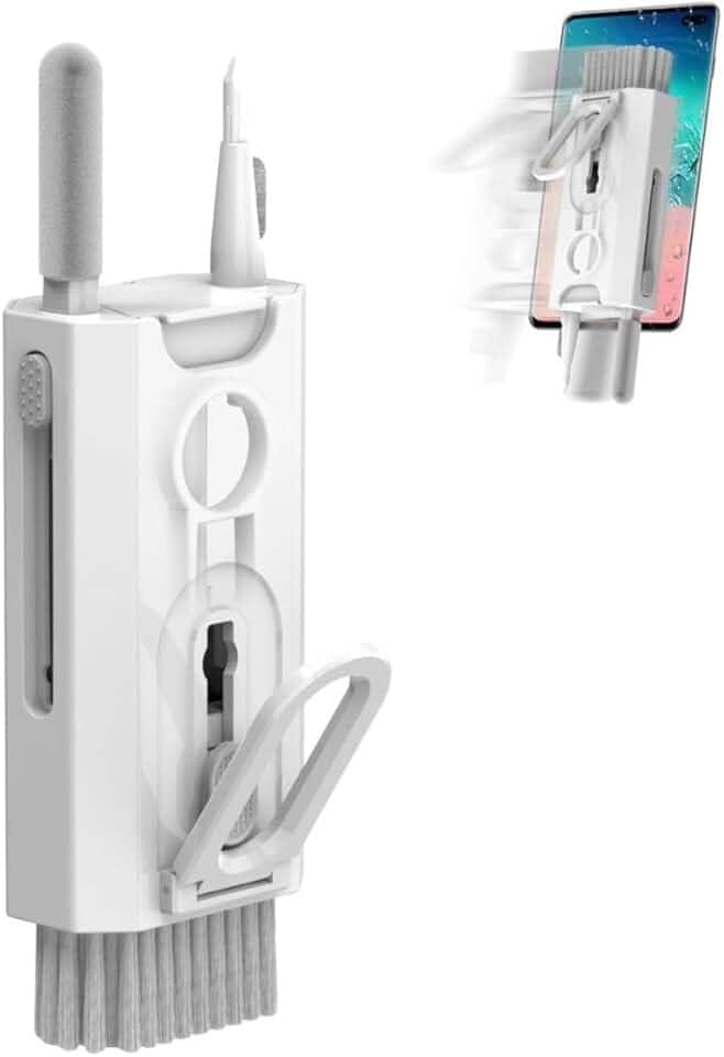 Kit Limpeza 8 em 1 Premium – Para Teclado, Fones de Ouvido e Telas com Escova, Flanela de Microfibra e Suporte Celular