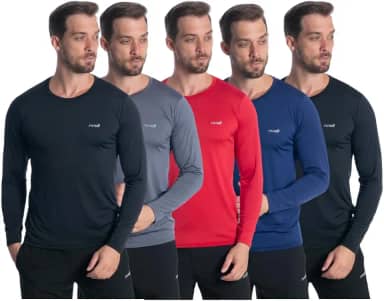 Kit 5 Camiseta Camisa Térmica Masculina Proteção Solar Uv 50+ Manga Longa Dry Fit