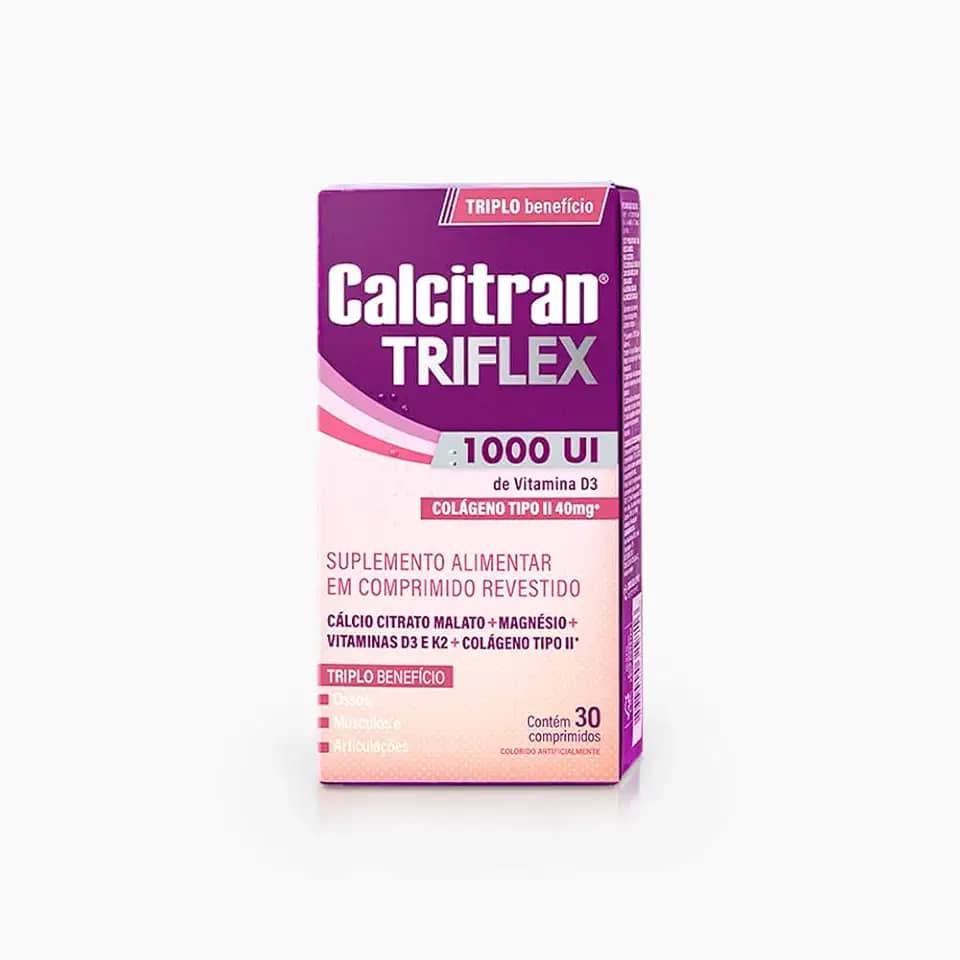 Calcitran Triflex 30 Comprimidos - Cálcio, Colágeno Tipo 2, Magnésio, Vit. D e K