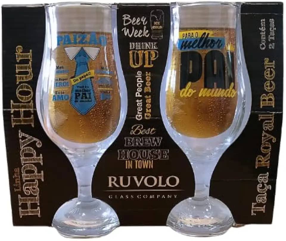 2 Taças para Cerveja Dia dos Pais 370mL Copo Drink Chopp Estampado