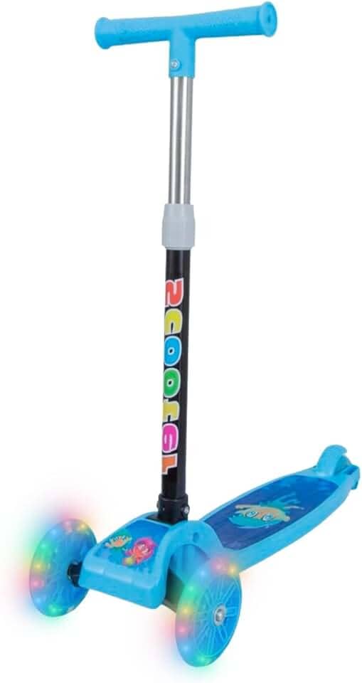 Patinete Infantil 3 Rodas Dobrável Com Luzes LED Altura Regulável Criança Menino Menina