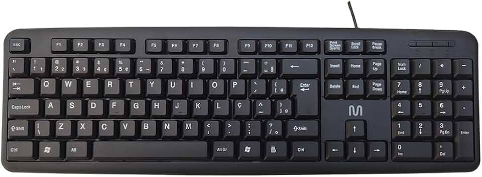 Teclado com Fio Slim Multi USB com Teclas Silenciosas, Design Compacto e Cabo de 1,5m – Preto TC065