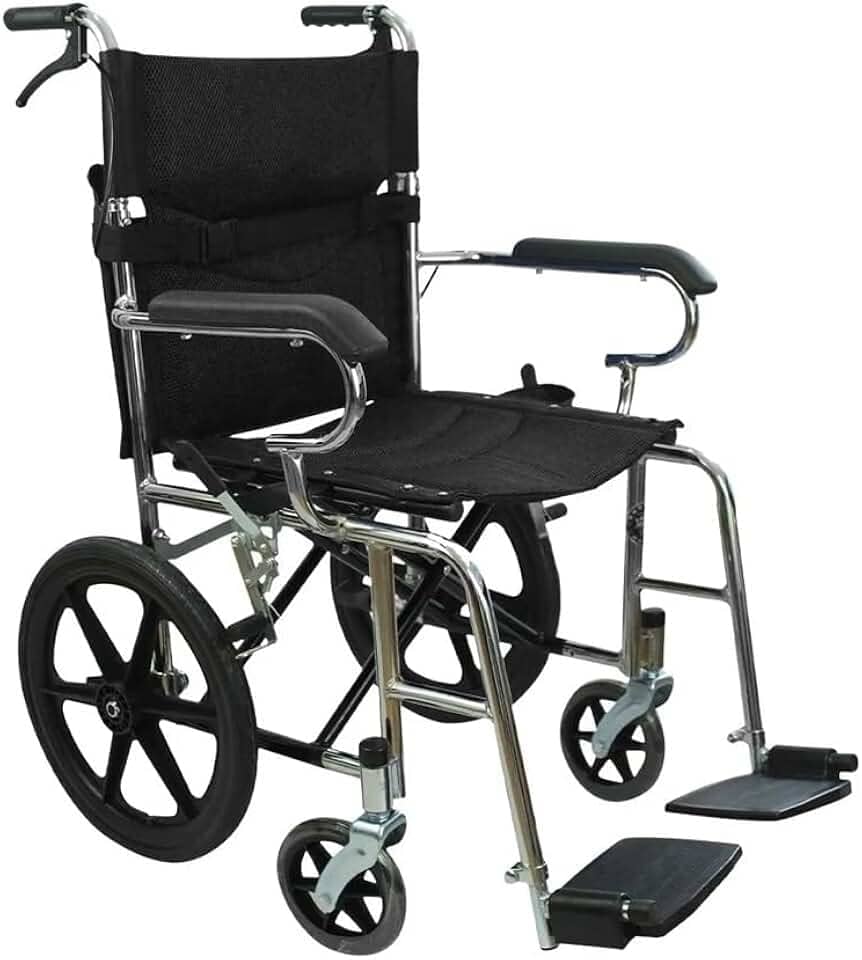 Cadeira De Rodas Dobrável Compacta Acolchoada Nova Até 100kg (Preto)