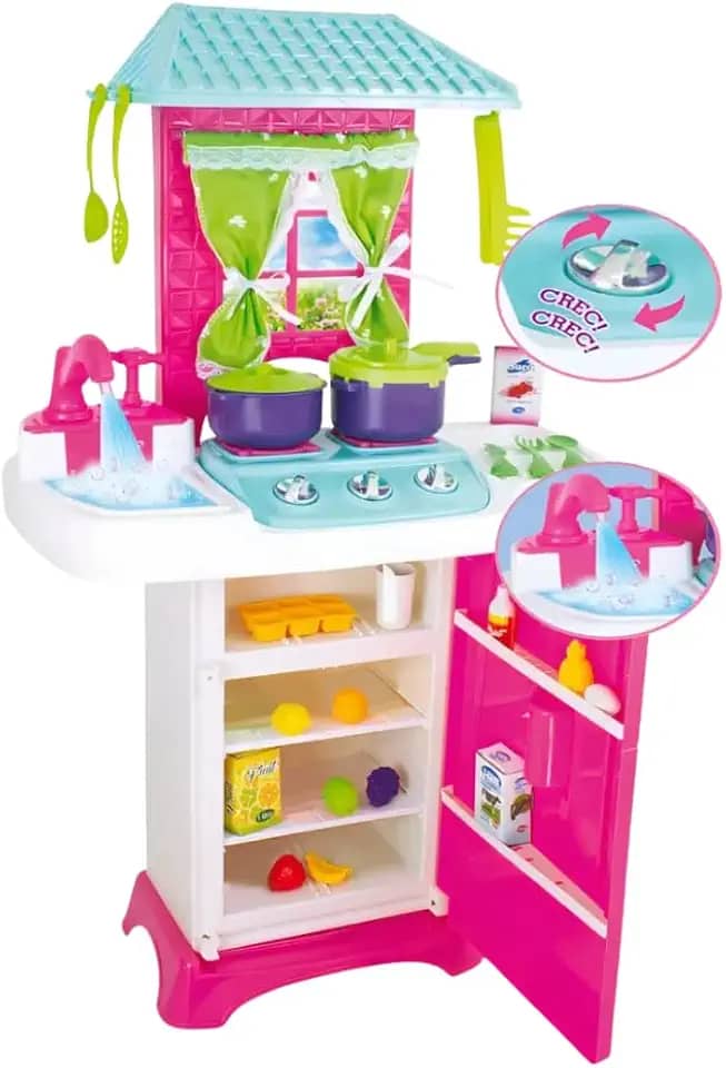Cozinha gigante Infantil completa com geladeira, Fogão, torneira e Pia com agua, Acessórios Inclusos, brinquedos inclusos, cozinha, comidinha, panelinhas, grande